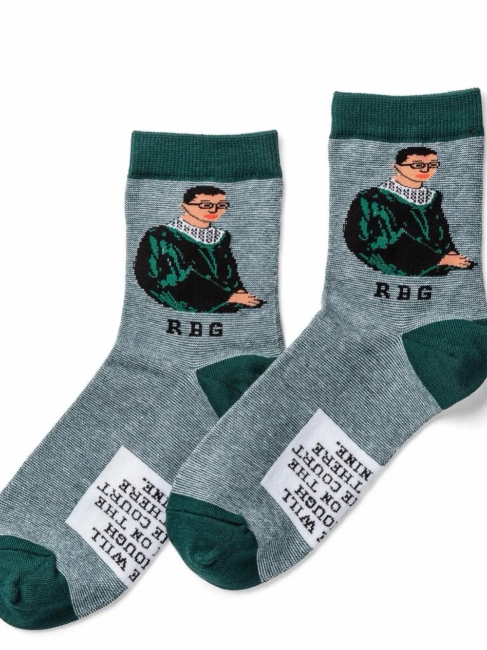 RBG Novelty Crew Socks in Green & Gray